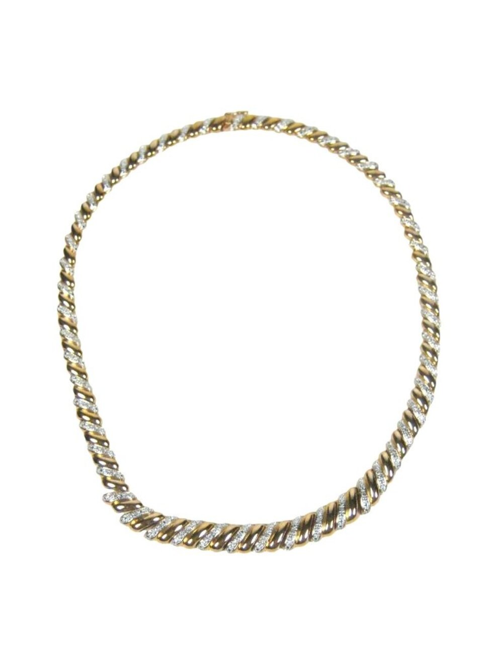 Gold Vermeil Sterling Silver 925 Necklace Cubic Zirconia Double San Marco Link